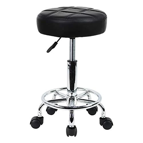 Oferta limitowana: KKTONER Stołek biurowy Regulowany stołek roboczy na kółkach warsztatowych 49-64 cm ze sztucznej skóry czarny z 115.00 zł na 115.00 zł (oszczędź 0.00%)