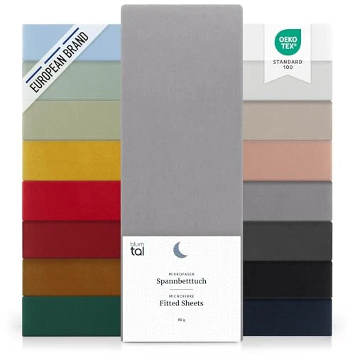 Offerta a tempo: Blumtal lenzuolo con angoli Singolo: 90x200x30cm - Pacco da 2 - lenzuolo Singolo con angoli in microfibra - certificato Oekotex in Grigio - 0.00% da 29.99 € a 29.99 €