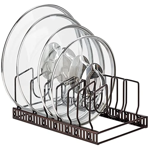 Zeitlich begrenztes Angebot: Toplife Topfdeckelhalter, Deckelhalter Schublade für Topfdeckel, Schneidebretter und Pfannen mit 7 verstellbaren Fächern, Topfdeckel Aufbewahrung, Braun von 18.99 € auf 12.74 € (33% Rabatt)