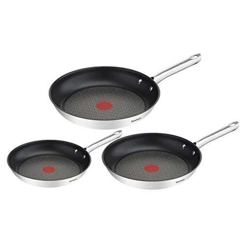Tijdelijke aanbieding: Tefal A704S3 Duetto 3-delige koekenpannenset, 20, 24 en 28 cm, anti-aanbaklaag, geïntegreerde temperatuurindicator, geschikt voor alle warmtebronnen, ook voor inductiekookplaten, roestvrij staal/zwart van 74.48 EUR naar 74.48 EUR (korting 0%)