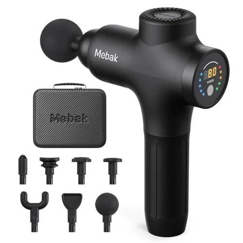 Limited-time offer: Mebak 3 Massage Gun Deep Tissue Percussion Muscle Massager Gun Handheld Electric Back Neck Massager for Body Athlete Pain Relief Super Quiet Portable Sport Massager with Brushless Motor 7 Head 5 Speed from 99.99 £ to 99.99 £ (save 0.0%