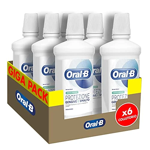 Oral-B Płyn do płukania jamy ustnej i ochrona dziąseł i szkliwa, 6 x 500 ml, pełna higiena jamy ustnej, świeży smak mięty