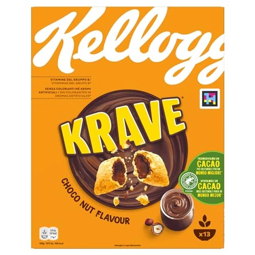 Kellogg's Krave Choco Nut | Sabor chocolate y avellana | Cereales para el desayuno | Paquete individual de 410 g (1 x 410g)