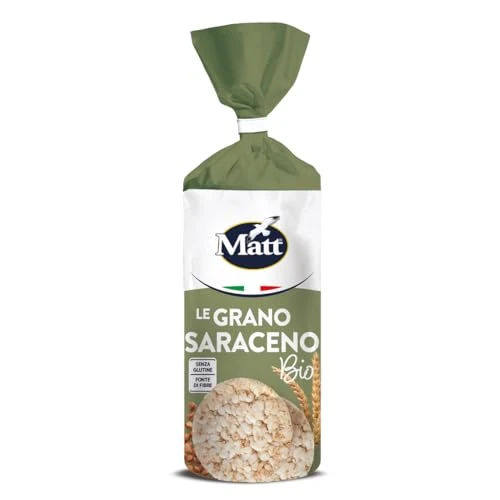 Offerta a tempo: Matt, Le Grano Saraceno Bio, Gallette con Grano Saraceno e Riso Integrale, Fonti di Fibre, Senza Lievito, Senza Glutine, A Basso Contenuto di Grassi, Snack Stuzzicante e Alternativo, 120 g - 15% da 2.35 € a 1.99 €