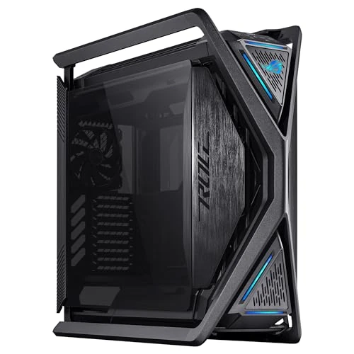 ROG Hyperion GR701 BTF Edition E-ATX - Caja de ordenador gaming, conectores BTF, compatible con radiadores de 420 mm, 4x ventiladores de 140 mm, concentrador de ventiladores ARGB, carga rápida de 60 W