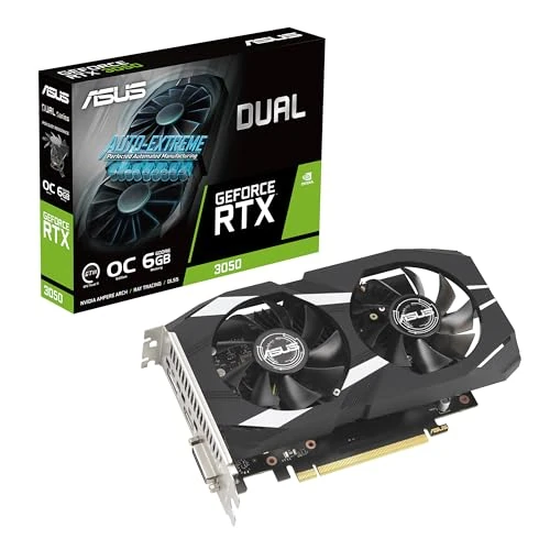 ASUS DUAL NVIDIA GeForce RTX 3050 OC Edition Scheda Video 6 GB GDDR6, Multiprocessore Streaming NVIDIA Ampere, Resistenza alla Polvere IP5X, Auto-Extreme, GPU Tweak III, Nero, DUAL-RTX3050-O6G