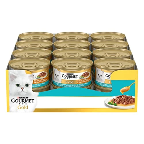 Purina Gourmet Gold Delizie in Sauce, Nassfutter für Katzen mit Thunfisch, 24 Dosen à 85 g