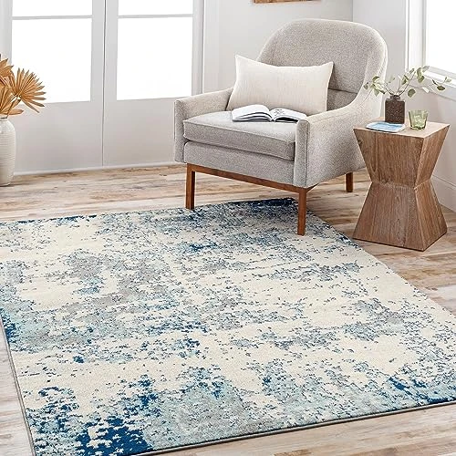 Limited-time offer: Livabliss Moroni Abstract Rug - Area Rugs Living Room 160x220 cm, Dining Room, Lounge, Kitchen, Bedroom - Modern Marble Large Rug, Soft Luxurious Easy Care Medium Pile, White, Saffron, Pink, Blue from 77.99 GBP to 77.99 GBP (save 0%)