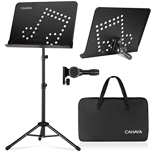 Limited offer: CAHAYA Portable sheet music stand: 3 in 1 Dual-use Sheet Music Stand & Desktop Book Stand Adjustable 31.4–55.9 in with Book Stand Support, Carrying Bag from 25.99 USD to 24.69 USD (save 5%)