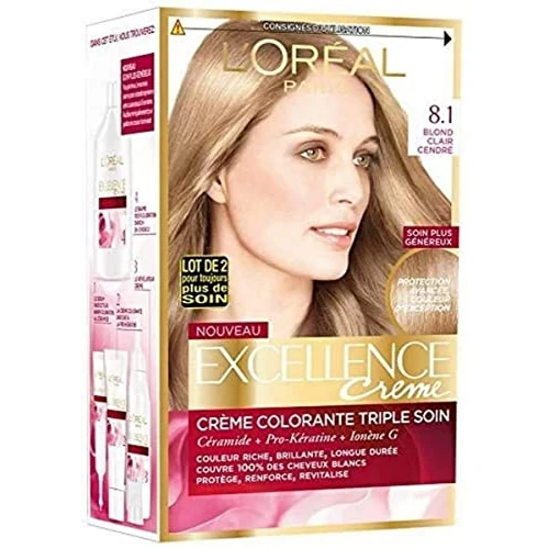 Offerta a tempo: L'Oréal Paris - Eccellenza Crema - Colorazione permanente tripla cura 100% copertura capelli bianchi - tonalità 8, 10 biondo chiaro cenere - 0.00% da 11.92 € a 11.92 €
