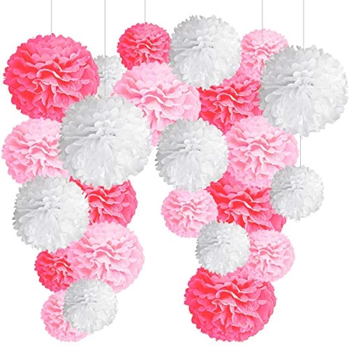 Offerta a tempo: 24 Pompom Rosa Decorazioni Battesimo Bimba Pom Pom Decorativi Rosa e Bianchi, Pompon Carta Velina. Ghirlande per Compleanno, Festa Nascita e Baby Shower -24 Pz- - 0.00% da 14.99 € a 14.99 €
