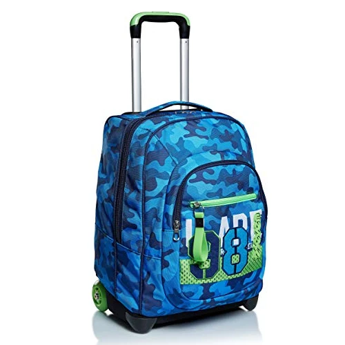 Seven Mochila con Ruedas CREW, Azul - Mochila 2 en 1, Mochila Escolar con Carro, Crossover System - Bolso Escolar Niños y Adolescentes - Bolsillo Interior con Organizador - Maxi Capacidad