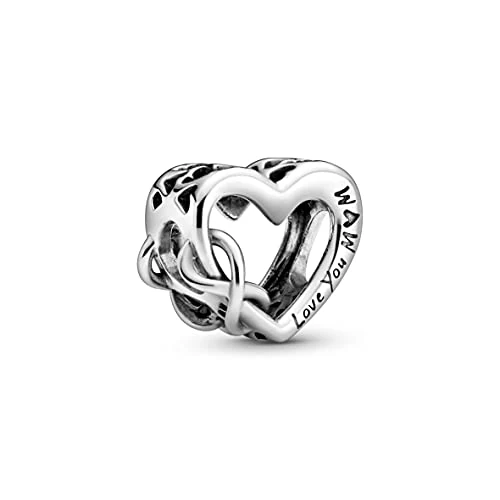 PANDORA „Love You Mum“ Unendlichkeits-Herz Charm Sterling-Silber 9,4 x 11,4 x 12,6 mm (T/H/B)