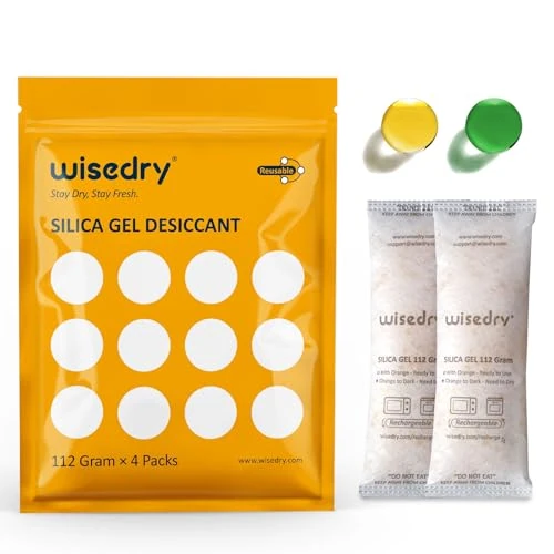 Offerta a tempo: wisedry 112G x 4 Pack Confezioni Silice gel bustine sacchetti con Perle arancioni Indicatore - 23% da 21.99 € a 16.99 €