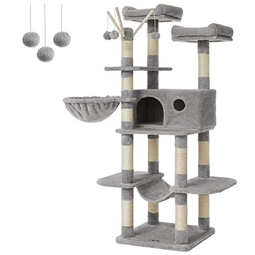 Oferta limitada: FEANDREA Árbol para Gatos, XXL, 164 cm, Gris Claro PCT087W01 de 62.99 € a 62.99 € (ahorro 0.00%)