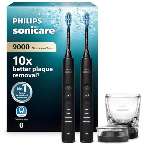 Oferta ograniczona: Philips Sonicare DiamondClean 9000, elektryczna szczoteczka soniczna z aplikacją, czujnik nacisku, szklanka do ładowania, kolor czarny, podwójne opakowanie, model HX9914/54 z 795.83 PLN na 795.83 PLN (zniżka 0%)