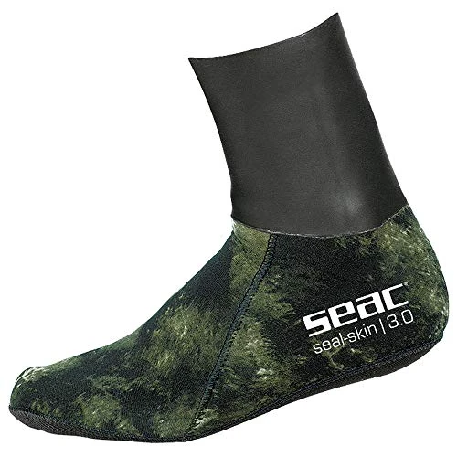 Seac Seal Skin, Camouflage 3 mm Neopreen Sokken, Thermische Sok voor Freediving en Speervissen