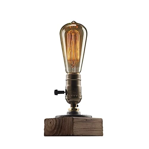 Offerta a tempo: XIHOME Lampada da Tavolo Industrial Steampunk, Vintage Piping, retrò E27 Piccole Edison in Ferro con Base in Legno con Accento Loft Minimalista - 33% da 29.99 € a 20.00 €