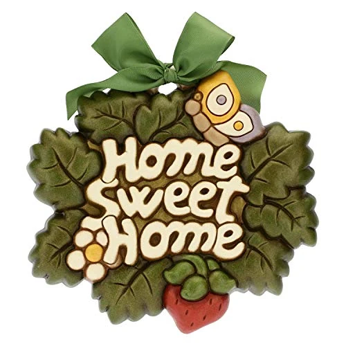Offerta a tempo: THUN - Formella Grande Sagomata Home Sweet Home - da Appendere - Ceramica - 23,8x20,5 cm - Linea Home Sweet Home - 27% da 54.90 € a 39.99 €
