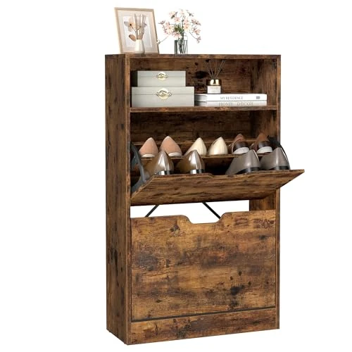 Offerta a tempo: VASAGLE Scarpiera con 2 Scomparto Aperto e Divisorio Regolabile, 102 cm - 20% da 69.99 € a 55.99 €