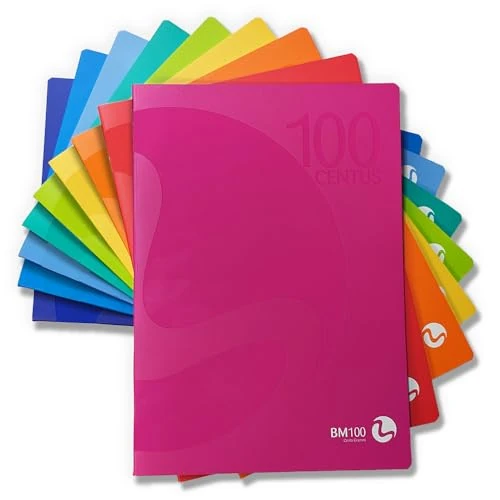 BM BeMore Centus 0101037 boekje A4, liniatuur 4F, geruit 4 mm met rand, papier 100 g/m2, op kleur gesorteerd, verpakking met 12 stuks