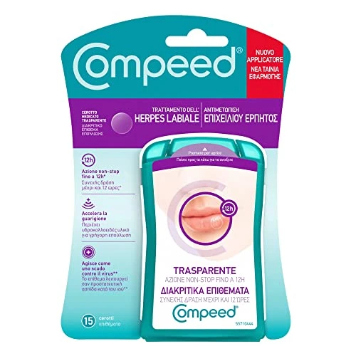 Offerta a tempo: COMPEED Cerottini trasparenti per Herpes labiale, Rapido Sollievo, 15 cerotti - 0.00% da 10.50 € a 10.50 €