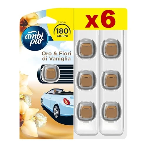 Offerta a tempo: Ambi Pur Car Orchidea Tailandese Ricarica Di Deodorante Per Ambienti Con Clip 2ml, Per Eliminare Gli Odori Sgradevoli Dall’Auto, 6 Pezzi - 22% da 19.33 € a 14.99 €
