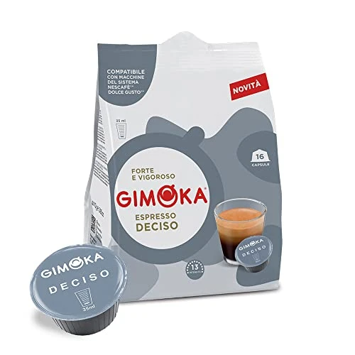 Gimoka Mélange Espresso Deciso intensité 13/13-64 Capsules - Compatibles avec les machines à café de la marque Nescafé* Dolce Gusto* - Produit en Italie (lot de 4 x 16)