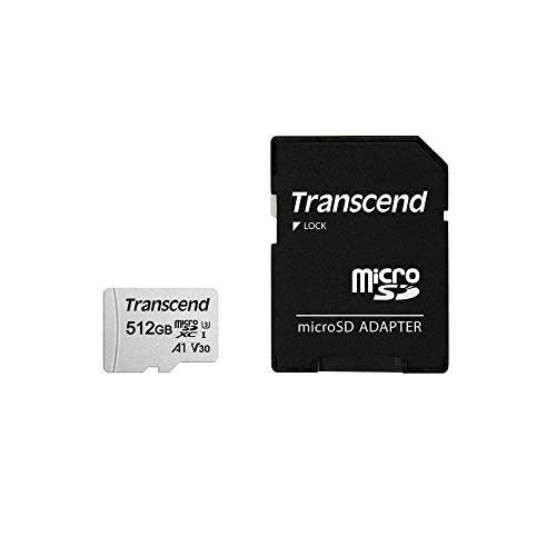 Transcend TS512GUSD300S-AE 512GB | microSDXC I, U3, V30, A1 microSD geheugenkaart met adapter- 95/40 MB/s - retail verpakking