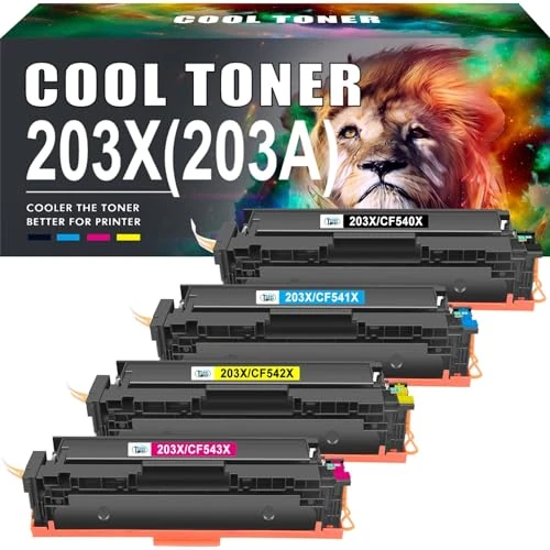 Cool Toner Toner Cartridge Compatible with HP 203X 203A CF540X CF540A HP Color Laserjet Pro MFP M281fdw M281fdn M280nw M281cdw Laserjet Pro M254dw M254nw M254dn (Black, Cyan, Yellow, Magenta, Pack of
