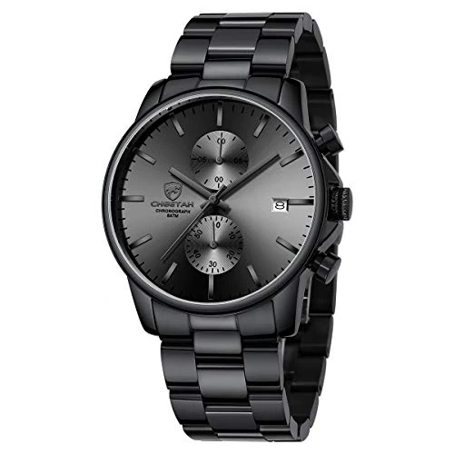 Offre limitée : GOLDEN HOUR Montres pour Hommes d'affaires de Mode avec Montre à Quartz chronographe étanche en Acier Inoxydable pour Hommes, Date Automatique (Noir/Gris) de 46.99 € à 46.99 € (0.00% de remise)