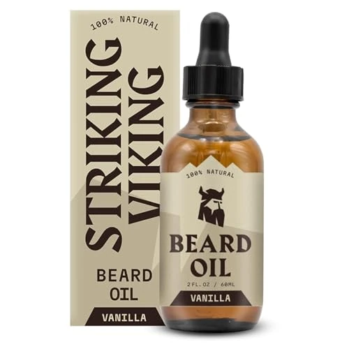 Limited-time offer: Striking Viking Beard Oil for Men - 2 Fl Oz, Vanilla | Naturally Derived Conditioner with Almond, Tea Tree, Argan & Jojoba Oil for Softening, Moisturizing and Growth from 10.99 £ to 10.99 £ (save 0.00%)