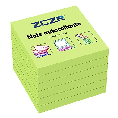 Offre limitée : ZCZN Lot de 6 blocs de 80 feuilles de notes autocollantes Vert 76 x 76 mm de 8.99 € à 8.99 € (0.00% de remise)