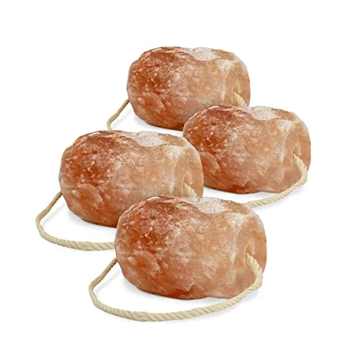Pietre di sale di alta qualità "cristallo di rocca", 4 pietre con cordoncino, per un totale di circa 8 kg, per cavalli, pecore, bovini, selvaggina, sale di bestiame – pietra minerale – pietra preziosa