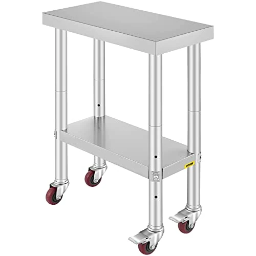 Offerta a tempo: VEVOR Tavolo da Lavoro in Acciaio Inox 61 x 30 x 81 cm, capacità di carico 150 kg, ideale per cucina e bar, con piano di lavoro commerciale e 4 piedini - 7% da 59.90 € a 55.90 €