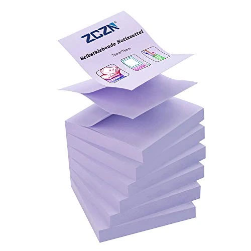 Offerta a tempo: ZCZN Z-Notes, Sticky Notes 6 Pezzi, 76mm x 76 mm, Viola Chiaro - 21% da 11.99 € a 9.49 €