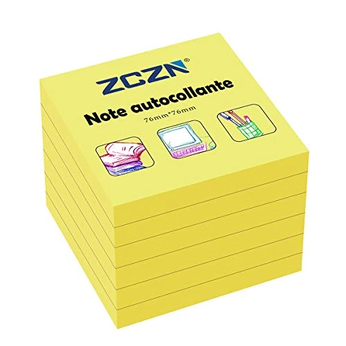 Offerta a tempo: ZCZN Foglietti Adesivi Viscosità Super Forte, Sticky Notes 6 Pezzi, Giallo - 15% da 12.99 € a 10.99 €