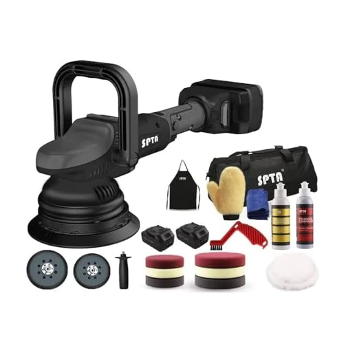 Offerta a tempo: SPTA Lucidatrice Rotorbitale a Batteria Auto, 20V Eccentrica, 2 4000mAH Batteria, 7 Velocità Variabile 2000-4800 OPM, 125mm Tamponi per Lucidatura - 0.00% da 259.99 € a 259.99 €