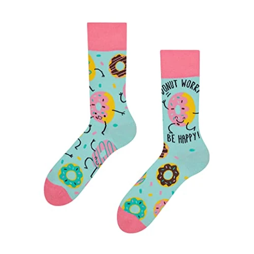 Dedoles Unisex Sokken voor Dames, Heren & Kinderen Katoen Grappige Ontwerpen Voetbal Planten Links Rechts Verschillend, kleur: Blauw, motief: Donuts, grootte: 39-42