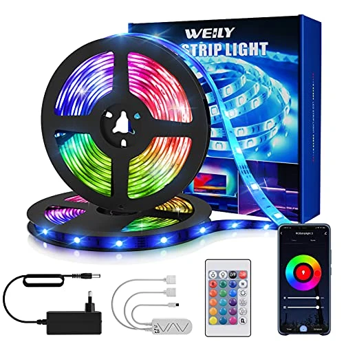 Led Strip,Smart RGB Led Strip Alexa 15m,Led Streifen Selbstklebend mit Fernbedienung,Timer-Einstellung für Party, Haus,Schlafzimmer,Küche Dekoration