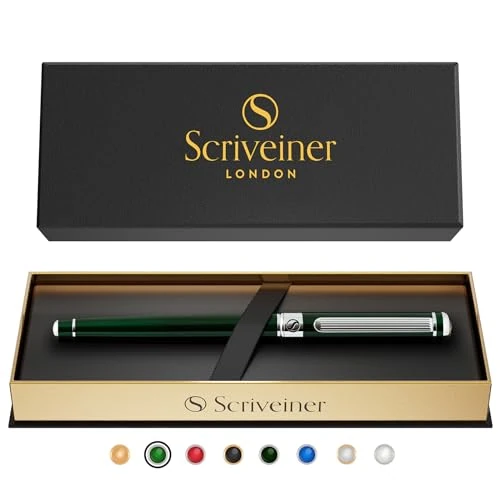 Oferta limitada: Scriveiner Bolígrafo Roller Verde - Lujoso Bolígrafo Verde Muy Oscuro, Acabado Cromado, Recambio de Tinta Schmidt, Mejor Set de Regalo de Empresa para Hombre y Mujer, Profesional, Oficina Ejecutiva de 43.99 € a 43.99 € (ahorro 0.00%)