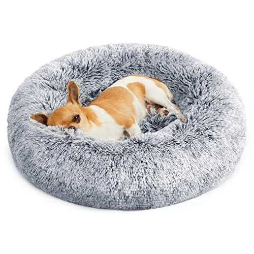 Offerta a tempo: Feandrea Cuccia Cane Interno, Cuccia per Cani, Lettino per Animali Domestici a Ciambella, Cuscino Sfoderabile e Lavabile, Tappeto di Peluche, Diametro 50 cm, Grigio Ombré PGW037G01 - 47% da 29.99 € a 15.95 €