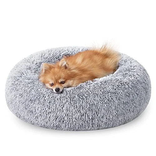 Offerta a tempo: Feandrea Cuccia Cane Interno, Cuccia per Cani, Lettino per Animali Domestici a Ciambella, Cuscino Sfoderabile e Lavabile, Tappeto di Peluche, Diametro 60 cm, Grigio Ombré PGW038G01 - 35% da 25.99 € a 16.79 €