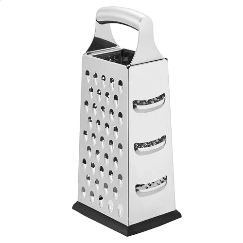 Oferta limitada: Amazon Basics Rectangular Rallador de queso de gran tamaño de acero inoxidable con 4 lados y base antideslizante, 22,9 cm, Negro de 8.99 € a 8.99 € (ahorro 0.00%)