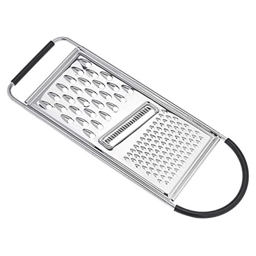 Limited-time offer: Amazon Basics Rectangular Stainless Steel Flat Cheese and Vegetable Grater with Non-Slip Handle and Base, Dishwasher Safe, Silver & Black from 6.26 GBP to 6.26 GBP (save 0%)