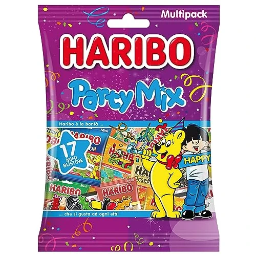 Offerta a tempo: Haribo Party Mix, 17 Mini Bustine, Caramelle Gommose, Gusto Frutta, Ideali per una Festa di Compleanno - 740gr - 33% da 7.49 € a 5.00 €