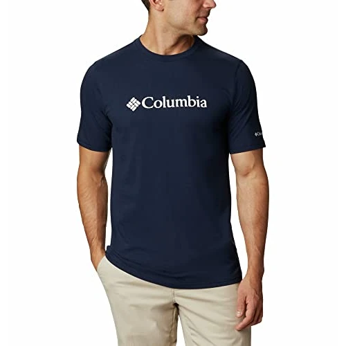 Columbia Men's CSC Basic Logo Short Sleeve Short Sleeve Shirt, Collegiate Navy x White, Size L