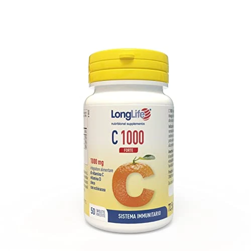Offerta a tempo: LongLife® C 1000 Forte | Vitamina C 1000mg | Con zinco, vitamina D ed echinacea | Difese immunitarie | 50 giorni di trattamento | Senza glutine e vegetariano - 6% da 15.03 € a 14.20 €