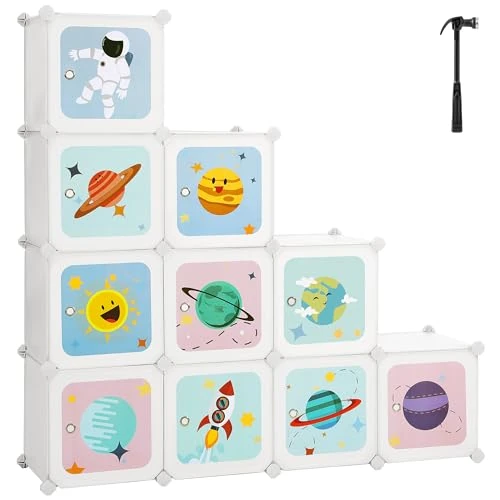 Oferta limitada: SONGMICS Estantería Modular Infantil de 10 Cubos, Organizador para Niños, Estantería de Plástico, Armario Modular con Puertas para Ropa, Zapatos, Juguetes, 123 x 31 x 123 cm, Blanco LPC903W01 de 29.99 € a 29.99 € (ahorro 0.00%)