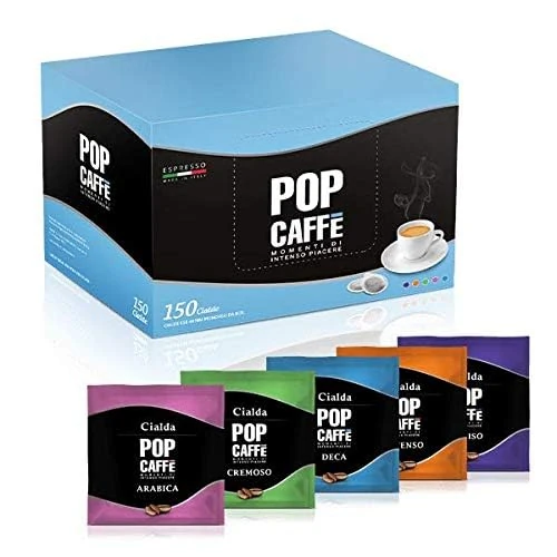 Offerta a tempo: POP CAFFE' - 150 CIALDE kit Degustazione Miscele Deciso,Intenso,Cremoso,Arabico - 0.00% da 29.00 € a 29.00 €